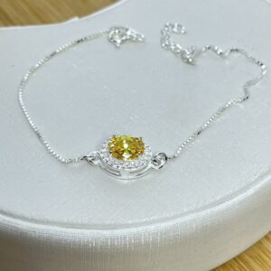 Pulseira com Pedra de Zircônia Cravejada - Prata 925 - 17 cm + 3cm extensor