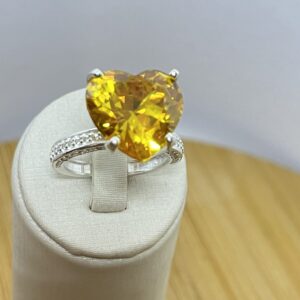 Alternative view of Anel Solitário Yellow - Pedra G – Prata 925