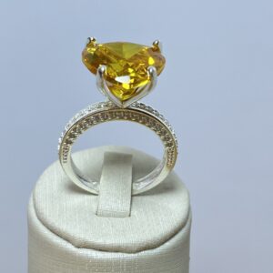 Anel Solitário Yellow  - Pedra G – Prata 925
