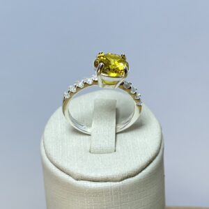 Anel Solitário Yellow - Pedra M - Prata 925