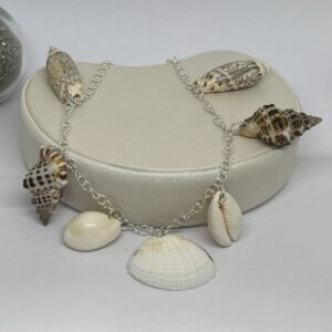 Colar de Conchas Naturais com Corrente em Prata 925 - Tam 43 cm