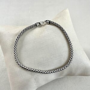 Pulseira Pipoca Envelhecida de 2,5mm - Prata 925 - Tam 18 cm