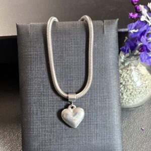 [Aço Inox] Pulseira Fio Alemão com pingente de coraçpão - Tam 17 cm + extensor