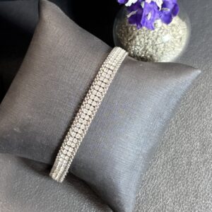 [Aço Inox] Pulseira Pipoquinha com Strass - Tam 17cm + extensor