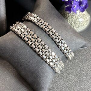 [Aço Inox] Pulseira estilo bracelete com 2 espessuras - Tam 20 cm