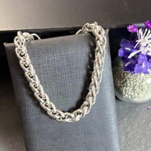 [Aço Inox] Pulseira Grossa Elos Trançados - tam 20 cm