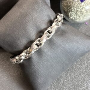 [Aço Inox] Pulseira elos duplos achatados - Tam 18 cm + extensor