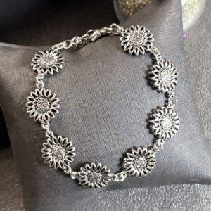 [Aço Inox] Pulseira Girassol - Tam 17 cm + extensor