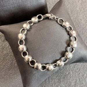 [Aço Inox] Pulseira meia bola - Tam 17 cm + extensor