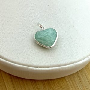 Pingente Coração de Amazonita - Prata 925 - Tam 1,5 cm