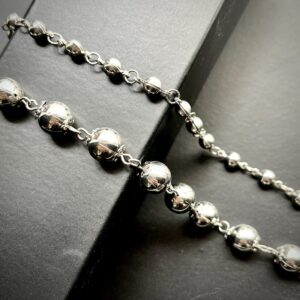 [Aço Inox] Pulseira de Bolinhas de 5 e 7mm - Tam 18 cm + extensor