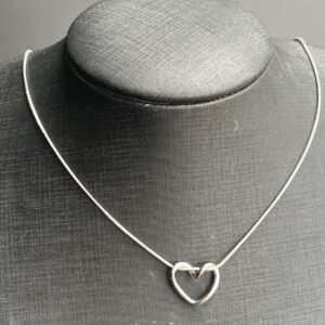 Alternative view of [Aço Inox] Corrente Rabo de Rato com coração vazado - 45 cm + extensor