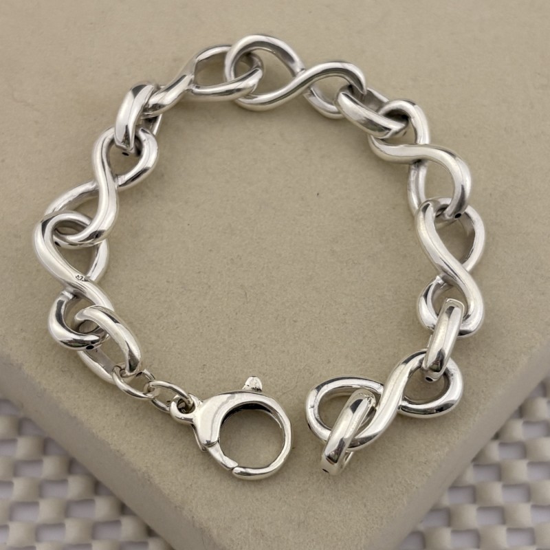 Prata 925 | Pulseira Infinito | Eletroformação | Fecho Lagosta | 20 cm