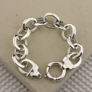 Prata 925 | Pulseira Elo Bold | Eletroformação | Fecho Boia | 21 cm