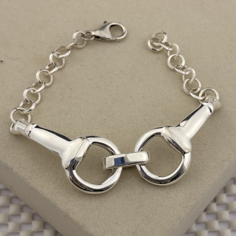 Prata 925 | Pulseira Bridão Central | Eletroformação | Fecho Lagosta | 19,5 cm
