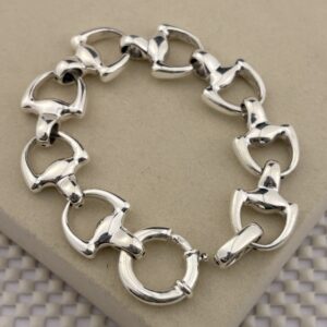 Prata 925 | Pulseira Elo Bridão | Eletroformação | Fecho Boia | 20 cm