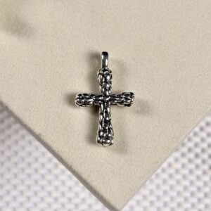 Prata 925 | Pingente Cruz Pipoca | Eletroformação | 3,5cm