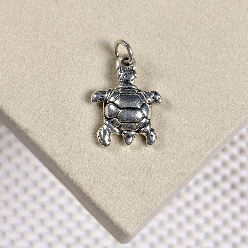 Prata 925 | Pingente Tartaruga | Eletroformação | 2,5cm