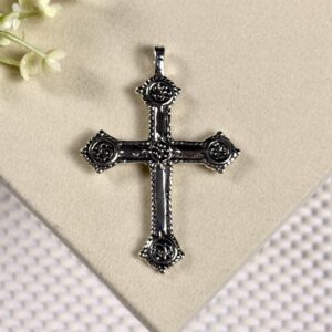 Prata 925 | Pingente Cruz com Monogramas | 5,5cm