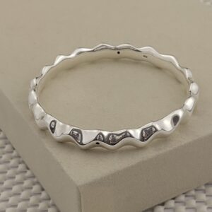 Prata 925 | Bracelete Orgânico tipo argola - Eletroformação - 6,5 cm diâmetro