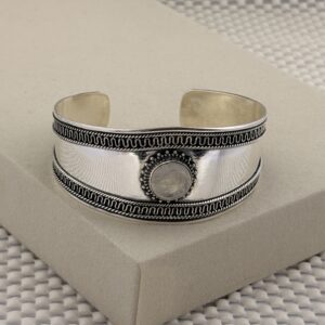 Prata 925 | Bracelete com Pedra da Lua | Ajustável