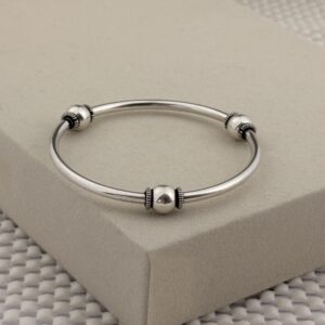 Prata 925 | Bracelete Envelhecido de Encaixe - 6cm diâmetro