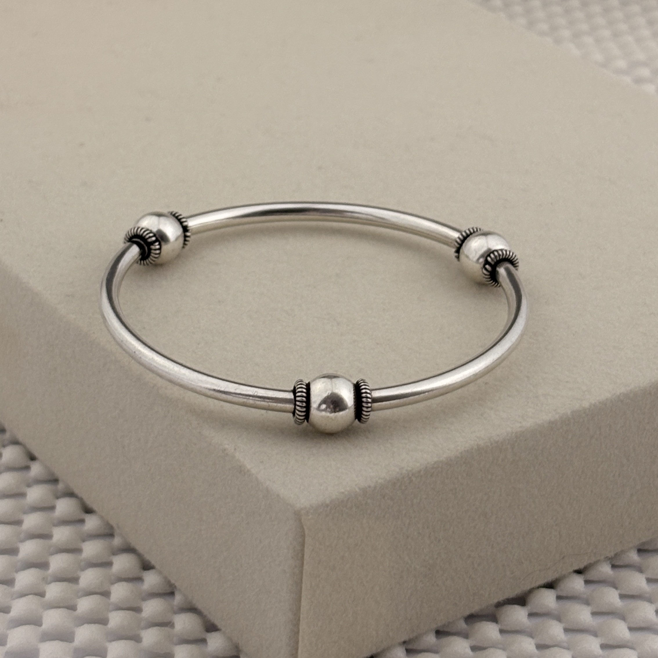 Prata 925 | Bracelete Envelhecido de Encaixe - 6cm diâmetro